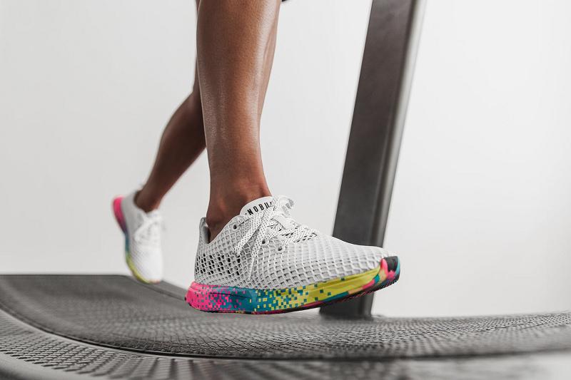 White Nobull Neon Glitch Mesh Runner Women's Running Shoes | CA W1660N